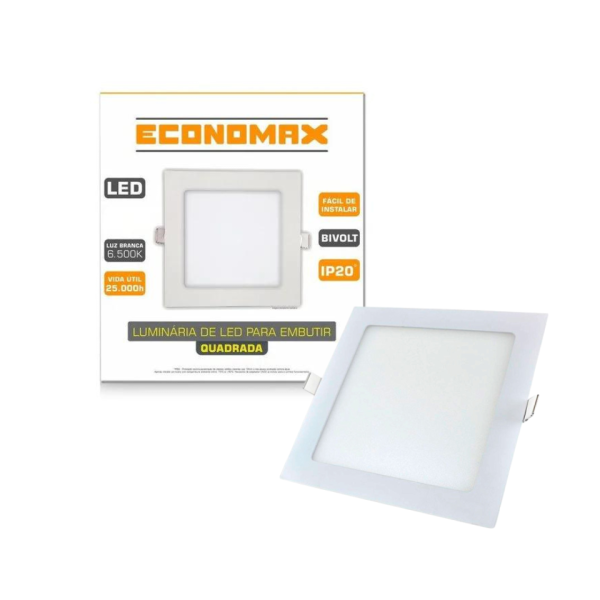 Painel Led 17x17 Embutir 12W - Economax