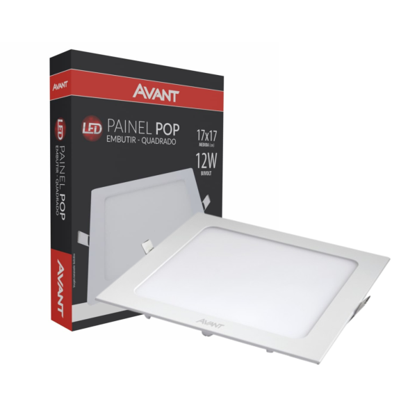 Painel Led 17x17 Embutir 12W  - Avant