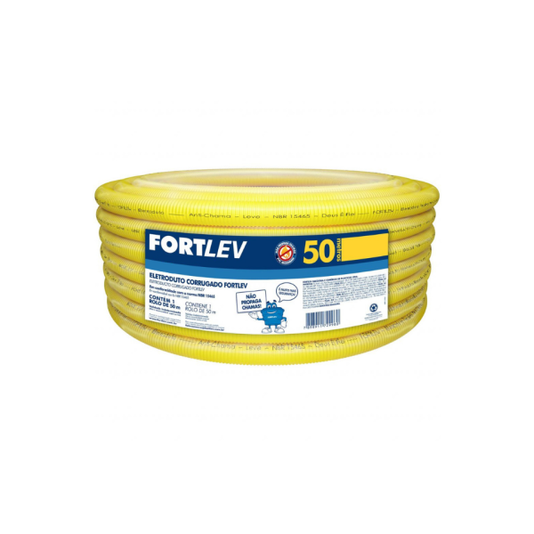 Eletroduto Corrugado Amarelo 20mm 1/2'' 50Mt - Fortlev