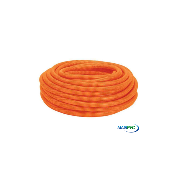 Eletroduto Corrugado Reforçado Laranja 32mm 1" 25Mt - Mais Pvc