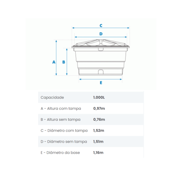 Caixa d'Água Polietileno 1.000Lt - Fortlev - Image 3
