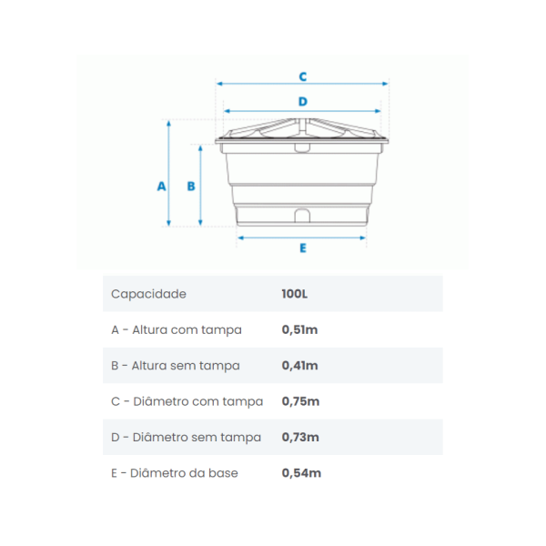 Caixa d'Água Polietileno 100Lt - Fortlev - Image 4