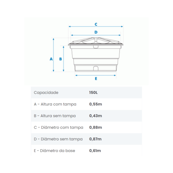 Caixa d'Água Polietieno 150Lt - Fortlev - Image 4