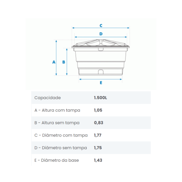 Caixa d'Água Polietileno 1.500Lt - Fortlev - Image 4