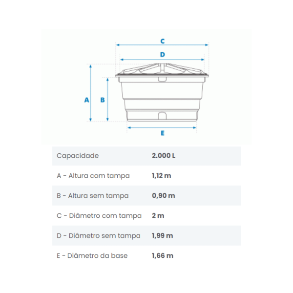 Caixa d'Água Polietileno 2.000Lt - Fortlev - Image 4