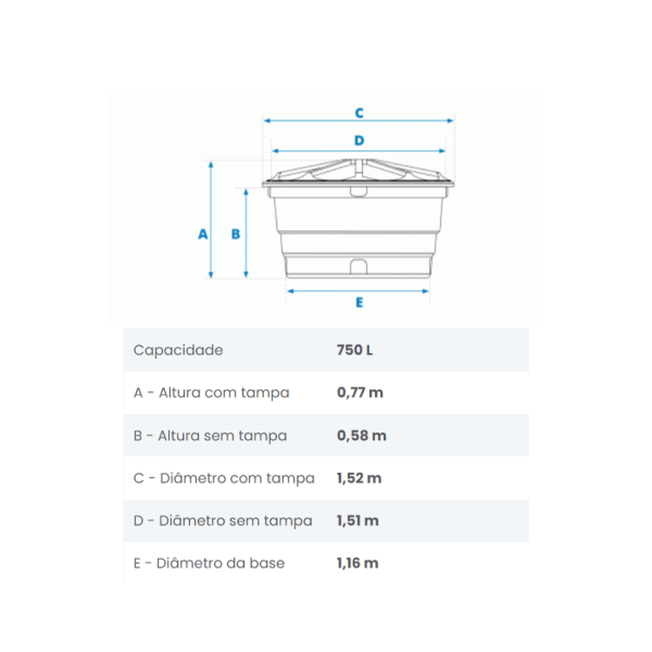 Caixa d'Água Polietileno 750Lt - Fortlev - Image 4