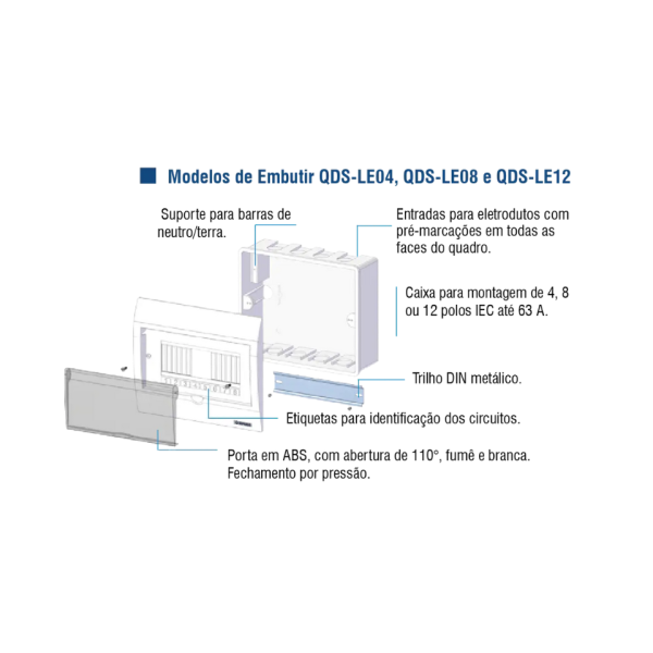 Quadro de Distribuição 12 Polos Embutir Porta Fumê - Soprano - Image 2