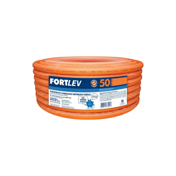 Eletroduto Corrugado Reforçado Laranja 20mm 1/2'' 50Mt - Fortlev