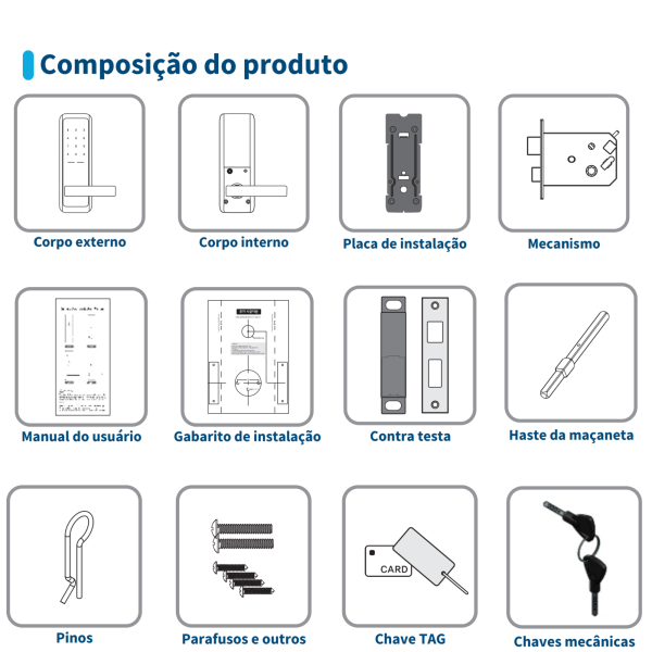 Fechadura Digital Embutir Ext Pre Senha/Tag Chaveiro Feb320 - Soprano - Image 2