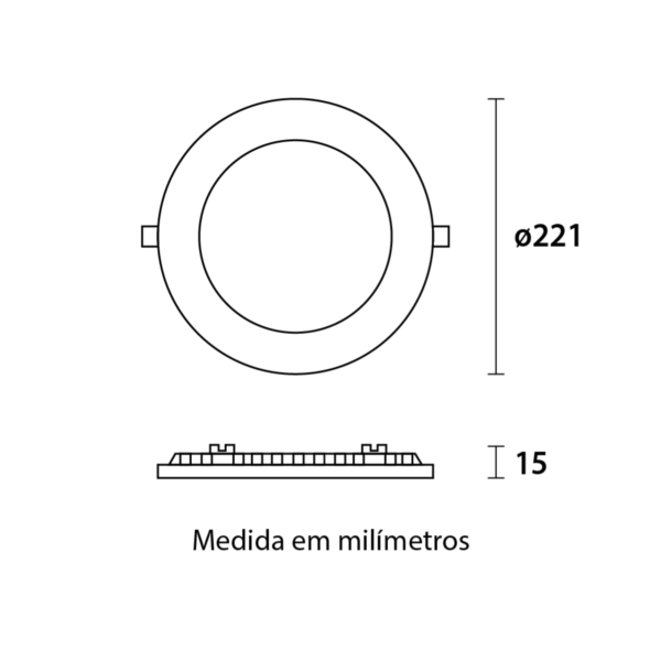 Painel De Led Redondo 220Mm Embutir 18W 6,5K - Blumenau - Image 2