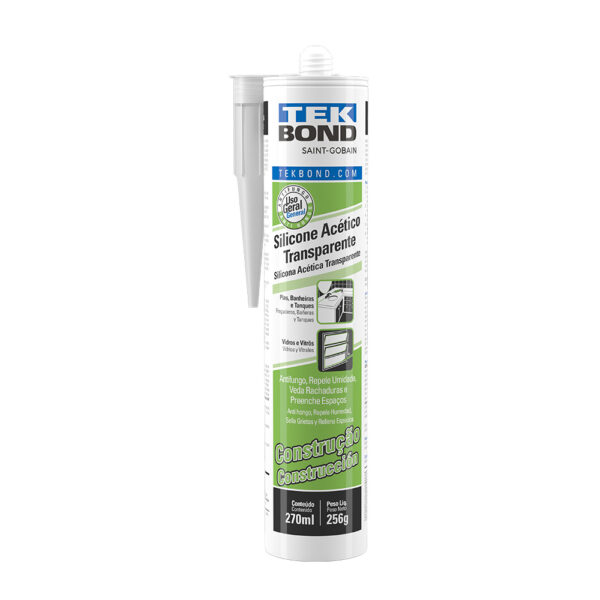 Silicone Acético Transparente 270ml/256g - TekBond